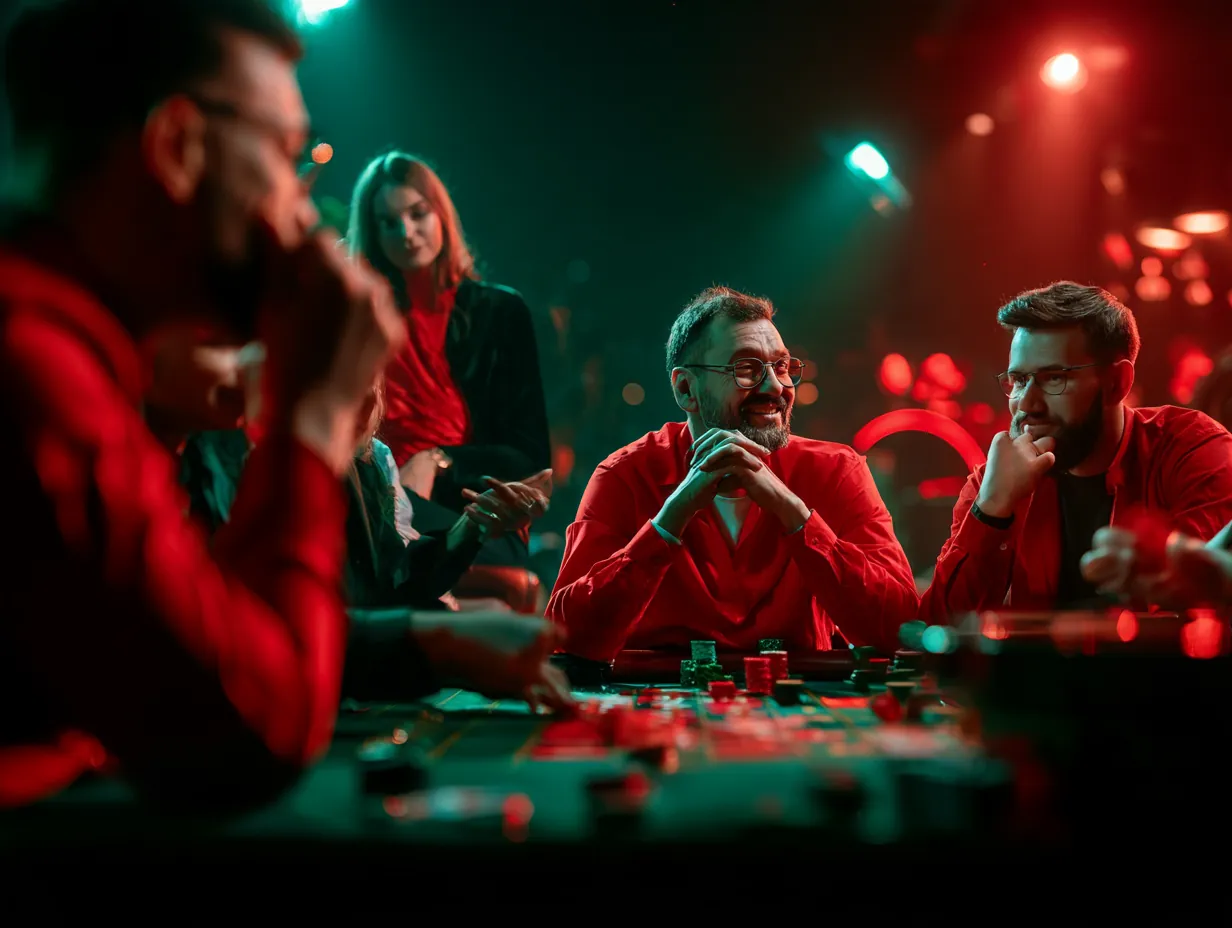 Jugadores reunidos alrededor de la mesa de noche